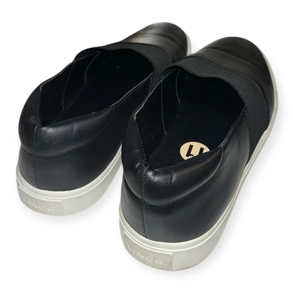 Vince corbin women’s black leather slip on sneakers shoes size 11